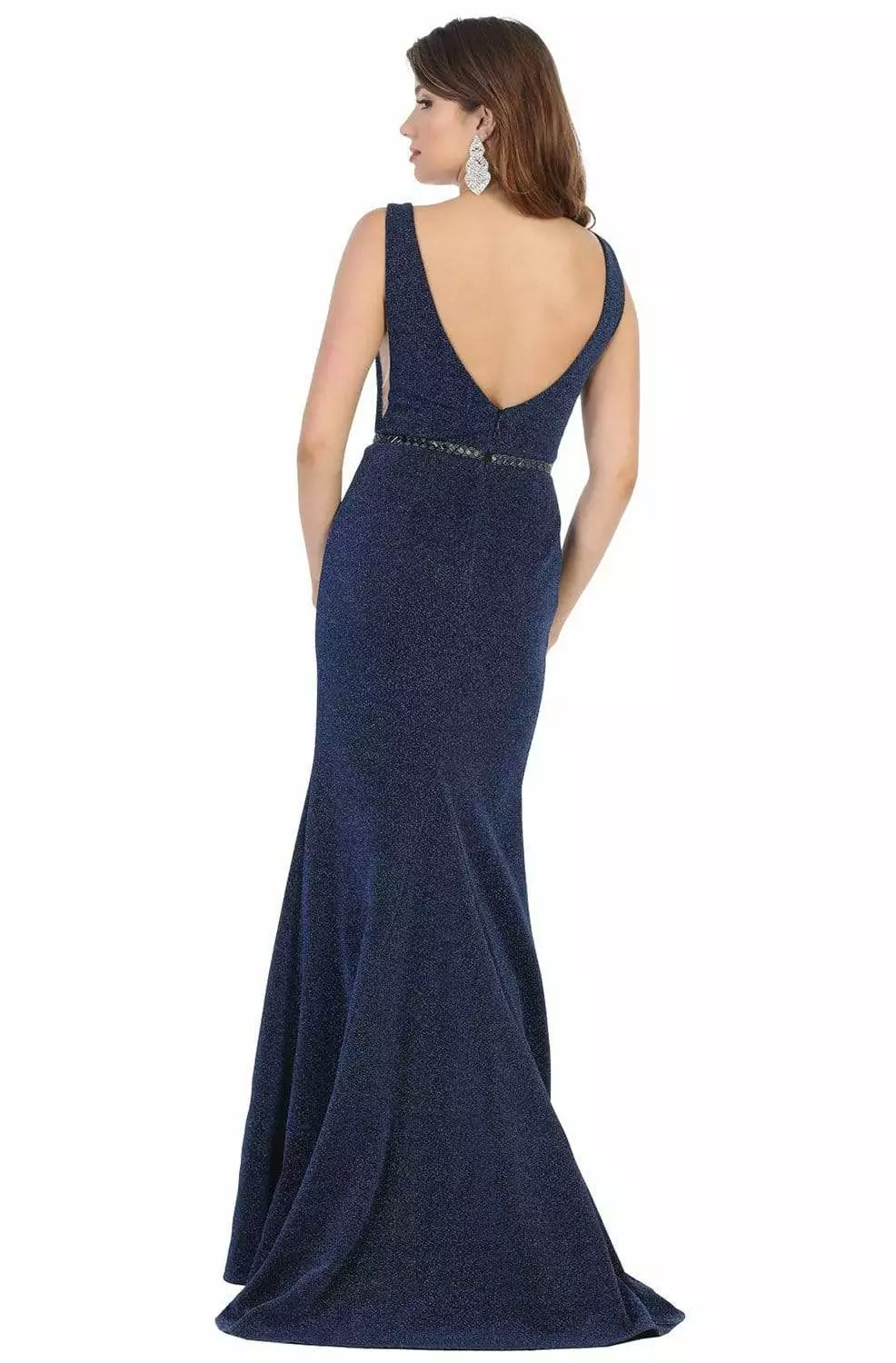 May Queen - MQ1698 Deep V-neck Trumpet Dress With Train 6 May Queen - MQ1698 Deep V-neck Trumpet Dress With Train - Image 4
