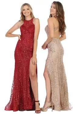 May Queen - MQ1699 Illusion Halter Embroidered High Slit Gown 17 May Queen - MQ1699 Illusion Halter Embroidered High Slit Gown -Wedding Dresses shop online may queen mq1699 illusion halter embroidered high slit gown special occasion dress 13206396141651