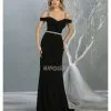 May Queen - MQ1765 Embellished Off-Shoulder Sheath Dress