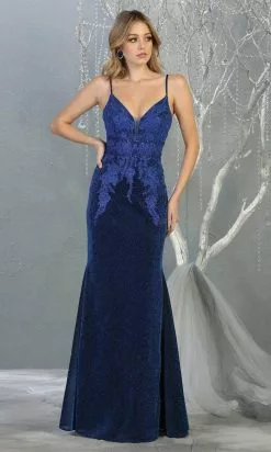 May Queen - MQ1796 Lace Applique-Ornate Trumpet Dress -Wedding Dresses shop online may queen mq1796 lace applique ornate trumpet dress evening dresses 4 royal 28889279758419