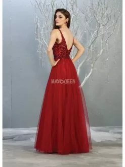 May Queen - MQ1798 Illusion Lace Appliqued A-Line Dress -Wedding Dresses shop online may queen mq1798 illusion lace appliqued a line dress prom dresses 28081610326099