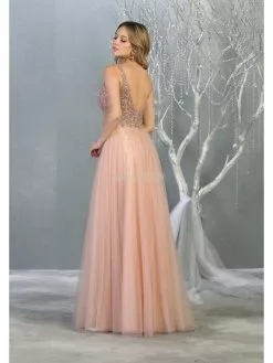 May Queen - MQ1798 Illusion Lace Appliqued A-Line Dress -Wedding Dresses shop online may queen mq1798 illusion lace appliqued a line dress prom dresses 28081611145299