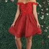 May Queen - Off Shoulder A-Line Cocktail Dress MQ1854 - 1 Pc Burgundy In Size 10 Available -Wedding Dresses shop online may queen off shoulder a line cocktail dress mq1854 1 pc burgundy in size 10 available ccsale 10 burgundy 32150473637971