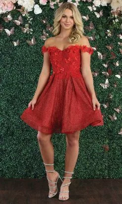 May Queen - Off Shoulder A-Line Cocktail Dress MQ1854 - 1 Pc Burgundy In Size 10 Available