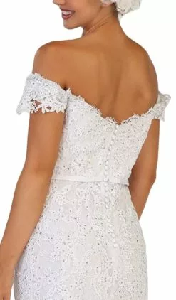 May Queen - RQ7691 Embellished Off-Shoulder Trumpet Dress 9 May Queen - RQ7691 Embellished Off-Shoulder Trumpet Dress -Wedding Dresses shop online may queen rq7691 embellished off shoulder trumpet dress wedding dresses 7375950315603