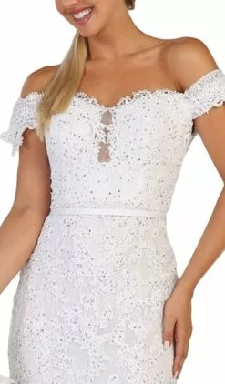 May Queen - RQ7691 Embellished Off-Shoulder Trumpet Dress 8 May Queen - RQ7691 Embellished Off-Shoulder Trumpet Dress -Wedding Dresses shop online may queen rq7691 embellished off shoulder trumpet dress wedding dresses 7375951134803
