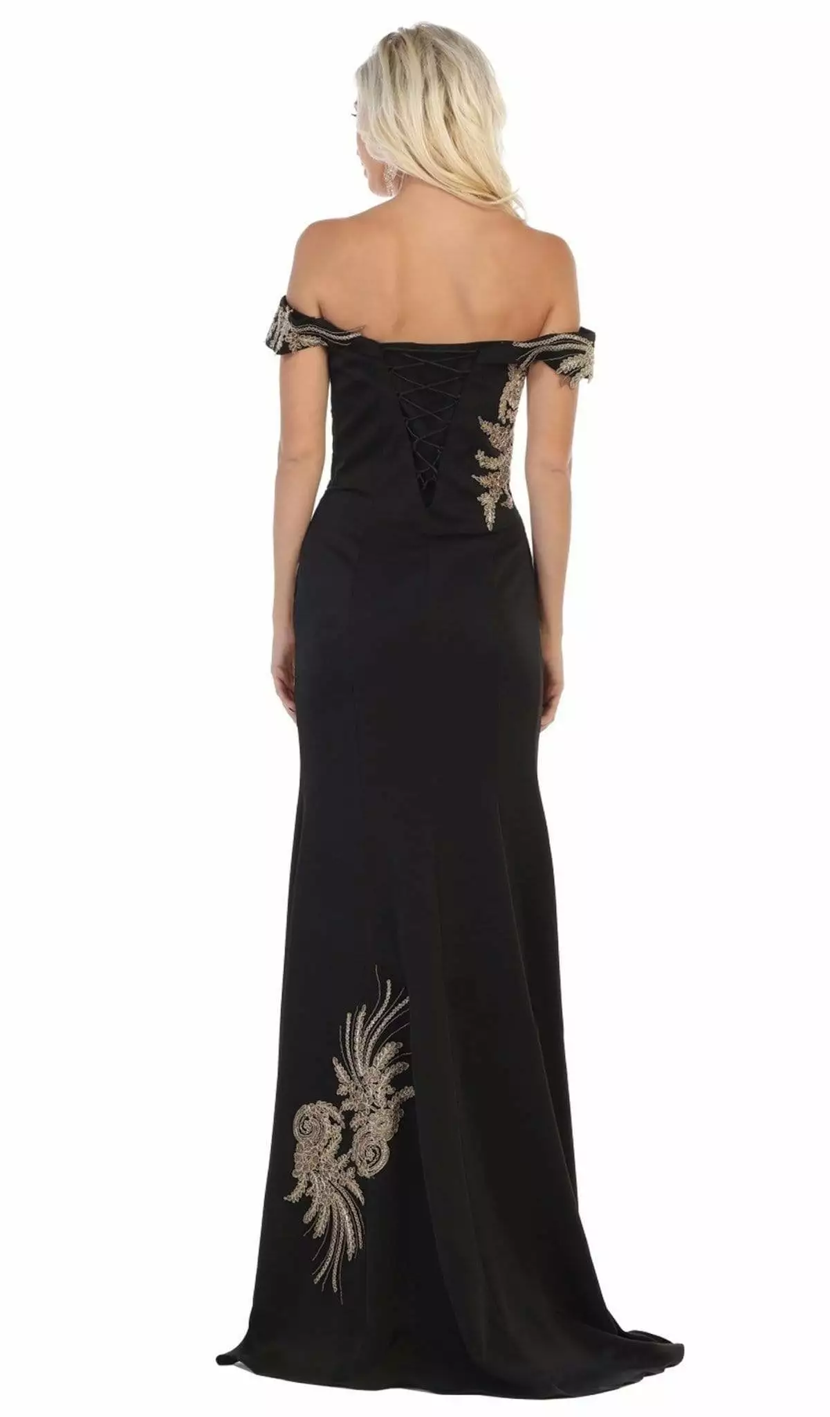 May Queen - RQ7712 Embellished Off-Shoulder Trumpet Dress 4 May Queen - RQ7712 Embellished Off-Shoulder Trumpet Dress - Image 2