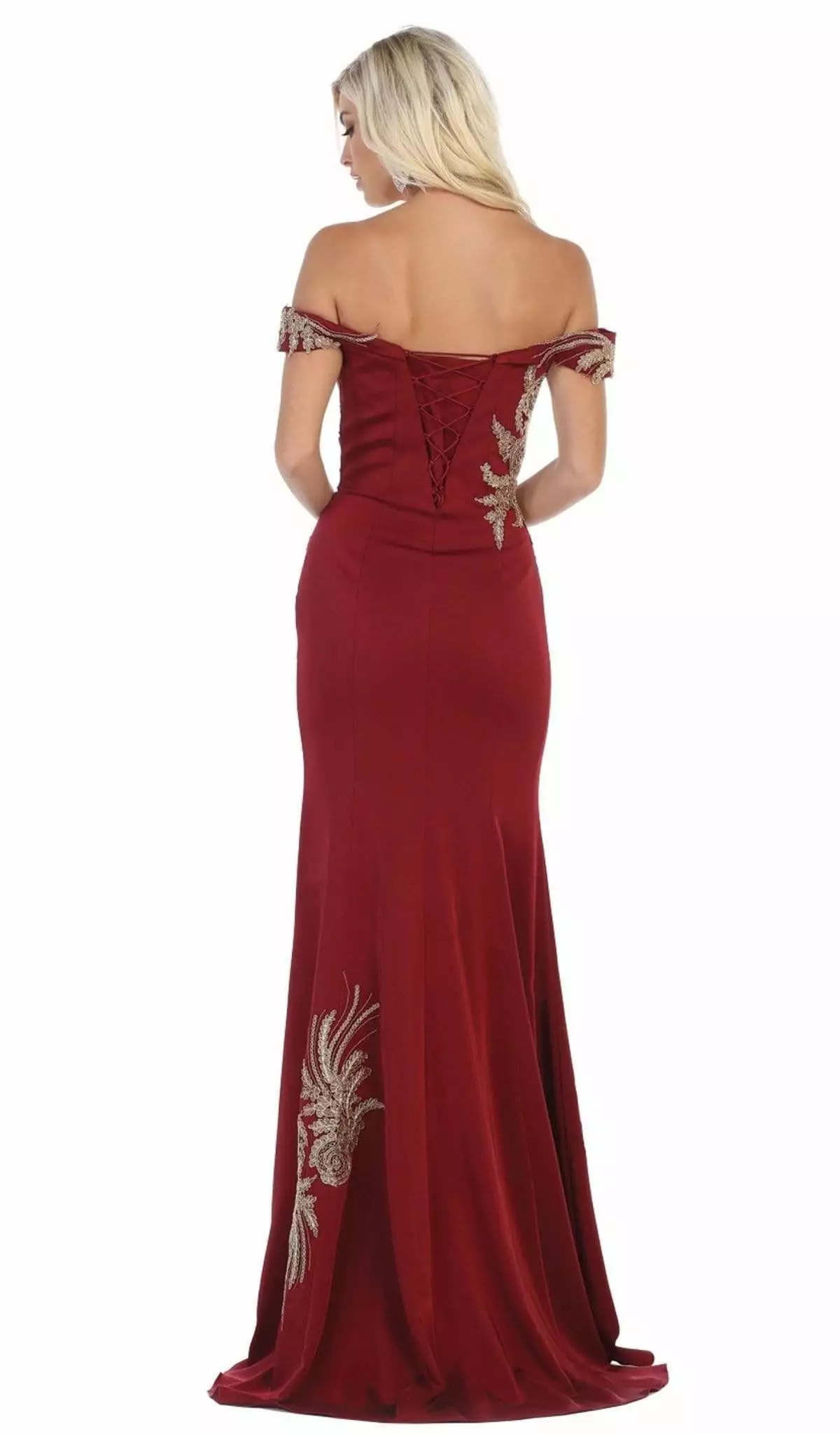 May Queen - RQ7712 Embellished Off-Shoulder Trumpet Dress 8 May Queen - RQ7712 Embellished Off-Shoulder Trumpet Dress - Image 6