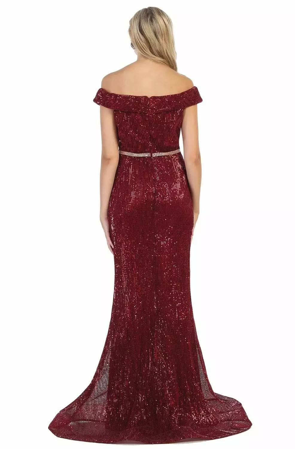 May Queen - RQ7799 Embellished Off-Shoulder Trumpet Dress 4 May Queen - RQ7799 Embellished Off-Shoulder Trumpet Dress - Image 2
