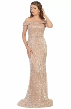 May Queen - RQ7799 Embellished Off-Shoulder Trumpet Dress 8 May Queen - RQ7799 Embellished Off-Shoulder Trumpet Dress -Wedding Dresses shop online may queen rq7799 embellished off shoulder trumpet dress evening dresses 4 rosegold 28080949952595