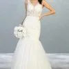 May Queen - RQ7849 Embroidered V-neck Mermaid Dress -Wedding Dresses shop online may queen rq7849 embroidered v neck mermaid dress wedding dresses 4 ivory 14193016897619