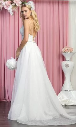 May Queen RQ7895 - Sleeveless V-neck Wedding Gown -Wedding Dresses shop online may queen rq7895 sleeveless v neck wedding gown wedding dresses 29844925710419