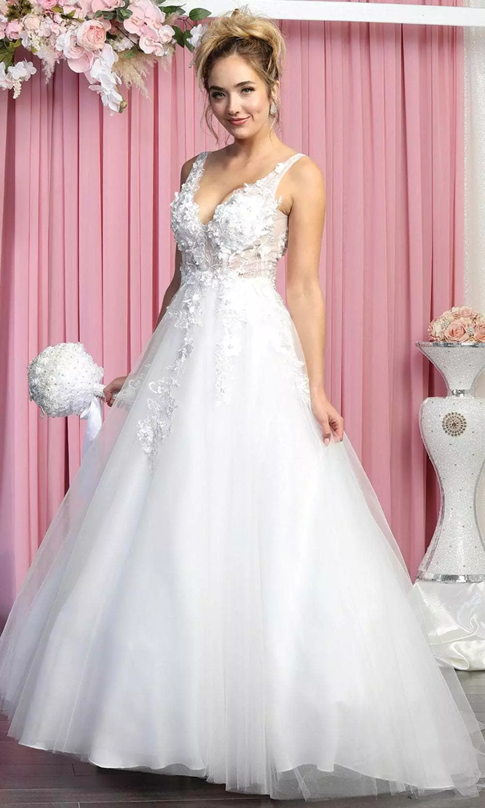 May Queen RQ7902 - Sleeveless Plunging V-Neckline Wedding Gown 5 May Queen RQ7902 - Sleeveless Plunging V-Neckline Wedding Gown - Image 3