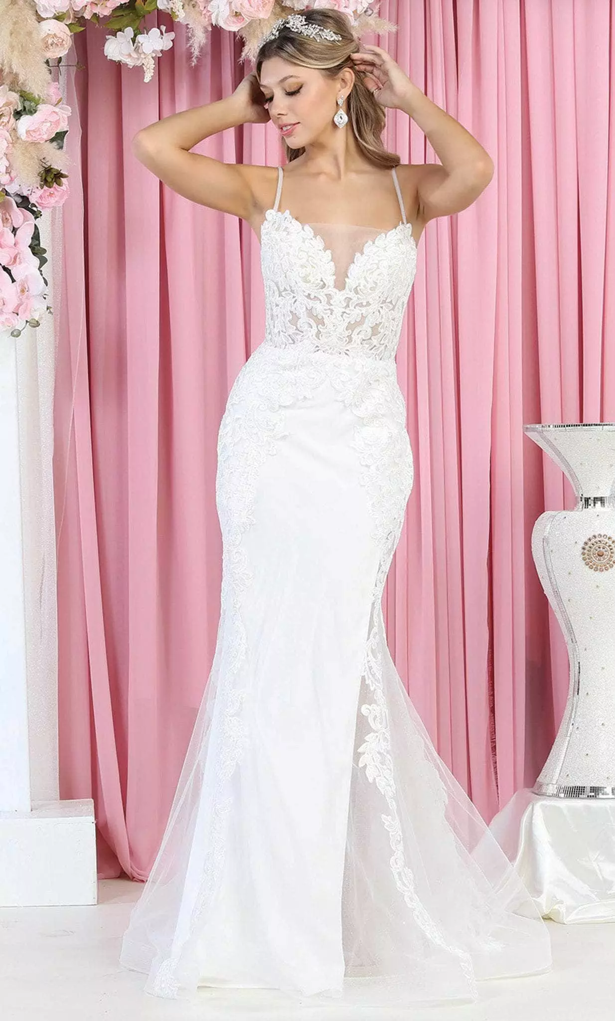 May Queen RQ7919 - Embroidered Mermaid Wedding Gown 3 May Queen RQ7919 - Embroidered Mermaid Wedding Gown