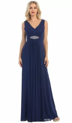 May Queen - Sleeveless Ruched Panel A-Line Long Bridesmaid Dress