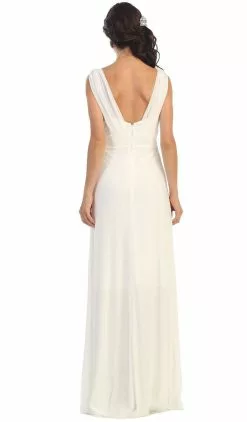 May Queen - Sleeveless Ruched Panel A-Line Long Bridesmaid Dress -Wedding Dresses shop online may queen sleeveless ruched panel a line long bridesmaid dress special occasion dress 5657471811641