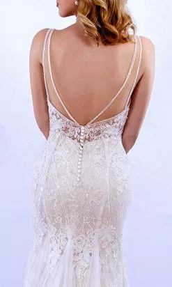 MNM COUTURE 10086 - V Shape Laced Trumpet Dress -Wedding Dresses shop online mnm couture 10086 v shape laced trumpet dress special occasion dress 30954859397203