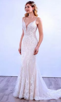 MNM COUTURE 10087 - V Shape Laced Mermaid Dress