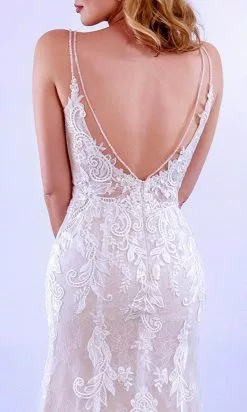 MNM COUTURE 10087 - V Shape Laced Mermaid Dress -Wedding Dresses shop online mnm couture 10087 v shape laced mermaid dress special occasion dress 30954870866003