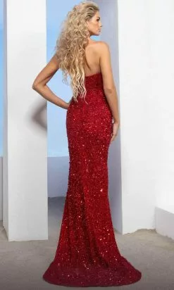 MNM Couture M1002 - Strapless Embellished Evening Dress -Wedding Dresses shop online mnm couture m1002 strapless embellished evening dress prom dresses 30380934201427