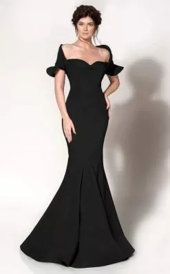 MNM Couture - Ruffle Accented Mermaid Dress 2144A -Wedding Dresses shop online mnm couture ruffle accented mermaid dress 2144a formal gowns 0 black 5516749471801