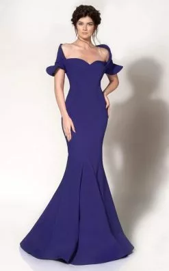 MNM Couture - Ruffle Accented Mermaid Dress 2144A -Wedding Dresses shop online mnm couture ruffle accented mermaid dress 2144a formal gowns 0 blue 28665063211091