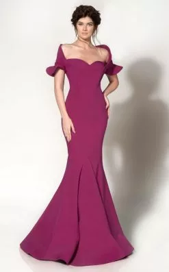 MNM Couture - Ruffle Accented Mermaid Dress 2144A -Wedding Dresses shop online mnm couture ruffle accented mermaid dress 2144a formal gowns 0 purple 5516749570105