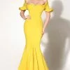 MNM Couture - Ruffle Accented Mermaid Dress 2144A -Wedding Dresses shop online mnm couture ruffle accented mermaid dress 2144a formal gowns 0 yellow 5516749766713