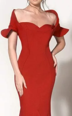 MNM Couture - Ruffle Accented Mermaid Dress 2144A -Wedding Dresses shop online mnm couture ruffle accented mermaid dress 2144a formal gowns 5516749701177