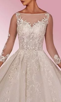 MNM COUTURE W2104 - Laced Long Sleeve Dress -Wedding Dresses shop online mnm couture w2104 laced long sleeve dress special occasion dress 30954944495699