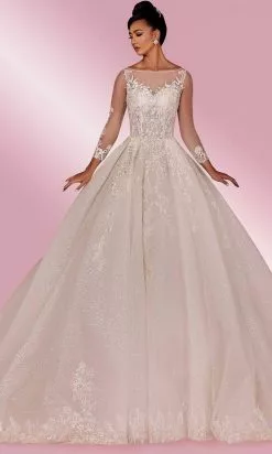 MNM COUTURE W2104 - Laced Long Sleeve Dress