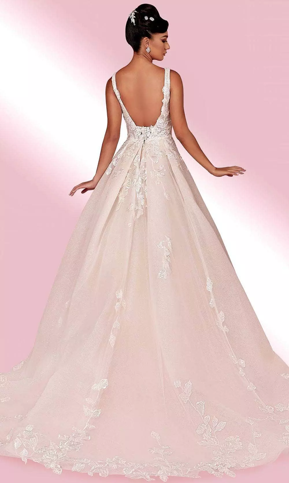 MNM COUTURE W2107 - V Neck Laced Dress 4 MNM COUTURE W2107 - V Neck Laced Dress - Image 2