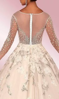 MNM COUTURE W2116 - Laced Illusion Long Sleeve Dress -Wedding Dresses shop online mnm couture w2116 laced illusion long sleeve dress special occasion dress 30955078549587