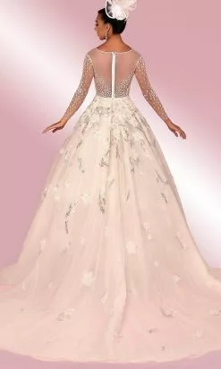 MNM COUTURE W2116 - Laced Illusion Long Sleeve Dress -Wedding Dresses shop online mnm couture w2116 laced illusion long sleeve dress special occasion dress 30955078746195