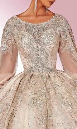 MNM COUTURE W2122 - Sequined Illusion Gown -Wedding Dresses shop online mnm couture w2122 sequined illusion gown special occasion dress 30955116036179