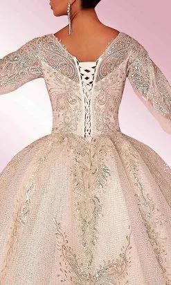 MNM COUTURE W2123 - Embellished Bishop Sleeves Gown -Wedding Dresses shop online mnm couture w2123 embellished bishop sleeves gown special occasion dress 30955139334227