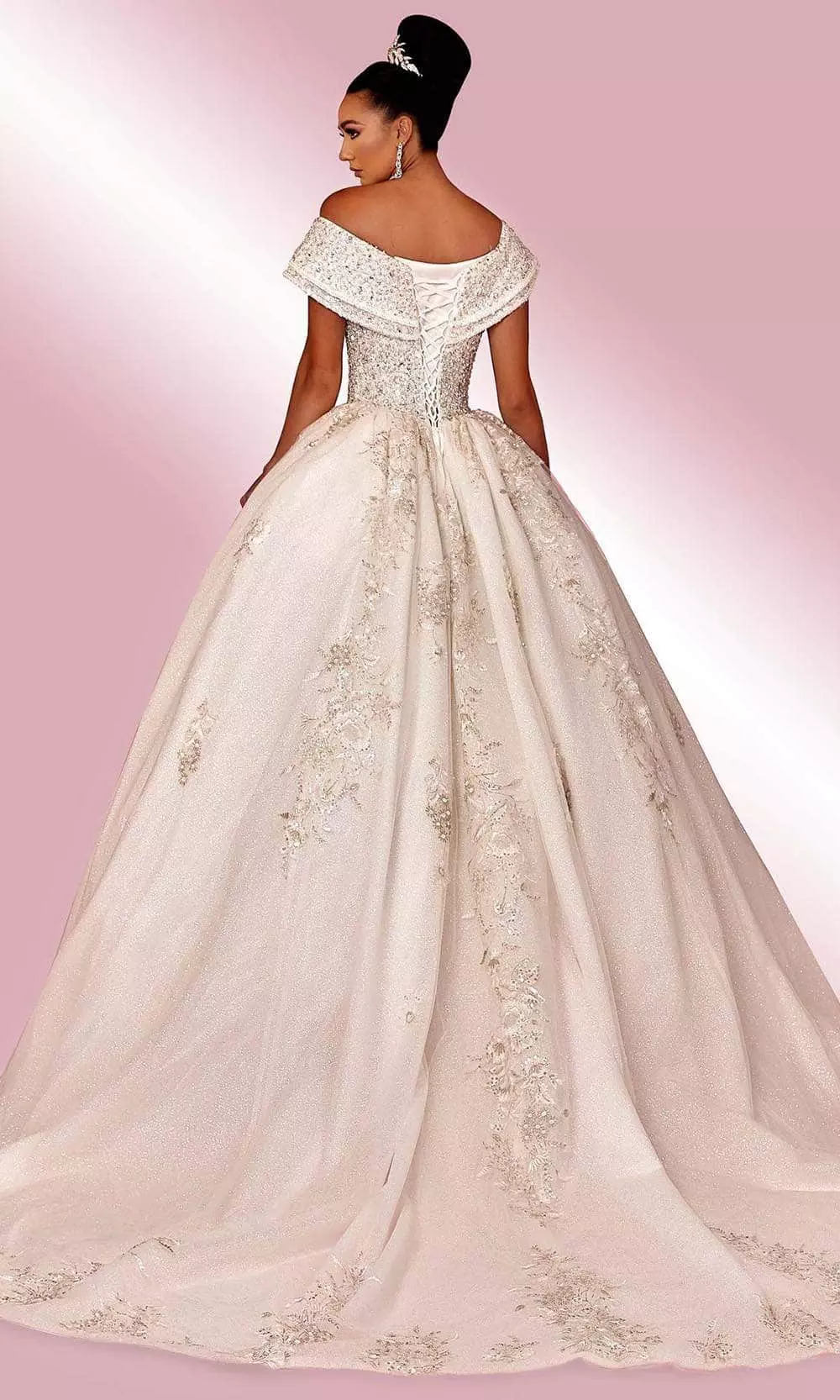 MNM COUTURE W2125 - Draped Off Shoulder Gown 4 MNM COUTURE W2125 - Draped Off Shoulder Gown - Image 2