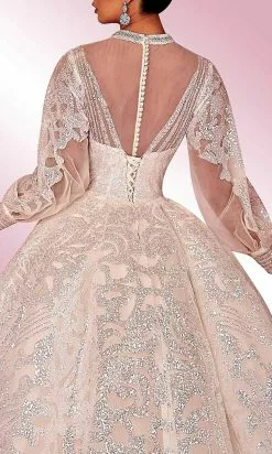 MNM COUTURE W2126 - Sequin Bishop Sleeves Ball Gown -Wedding Dresses shop online mnm couture w2126 sequin bishop sleeves ball gown special occasion dress 30955480285267