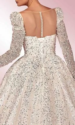 MNM COUTURE W2128 - Sequin Long Sleeve Ball Gown -Wedding Dresses shop online mnm couture w2128 sequin long sleeve ball gown special occasion dress 30955507220563