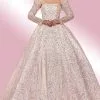 MNM COUTURE W2128 - Sequin Long Sleeve Ball Gown -Wedding Dresses shop online mnm couture w2128 sequin long sleeve ball gown special occasion dress xs white 30955507449939