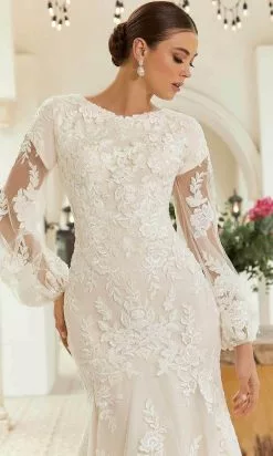 Mori Lee Bridal 30127 - Long Sleeve Floral Wedding Dress 7 Mori Lee Bridal 30127 - Long Sleeve Floral Wedding Dress -Wedding Dresses shop online mori lee bridal 30127 long sleeve floral wedding dress special occasion dress 30805495709779