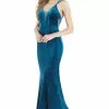Morrell Maxie - 15933 Sleeveless Velvet Deep V-neck Trumpet Dress