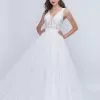 Nina Canacci - 2205 Floral Embroidered Plunging V-Neck Gown -Wedding Dresses shop online nina canacci 2205 floral embroidered plunging v neck gown wedding dresses 0 ivory 6404243488825