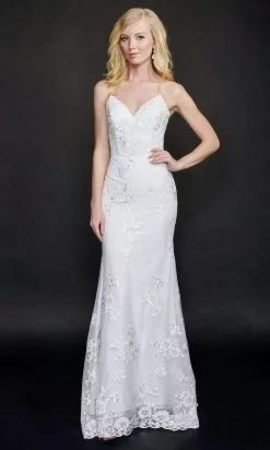 Nina Canacci - 3200 Embroidered V-Neck Trumpet Gown