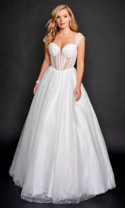 Nina Canacci 3210 - Fit And Flare Glittered Tulle Gown