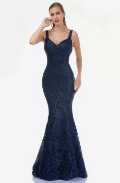 Nina Canacci - 5142 Sweetheart Laced Trumpet Dress -Wedding Dresses shop online nina canacci 5142 sweetheart laced trumpet dress prom dresses 4 navy 13728781172819