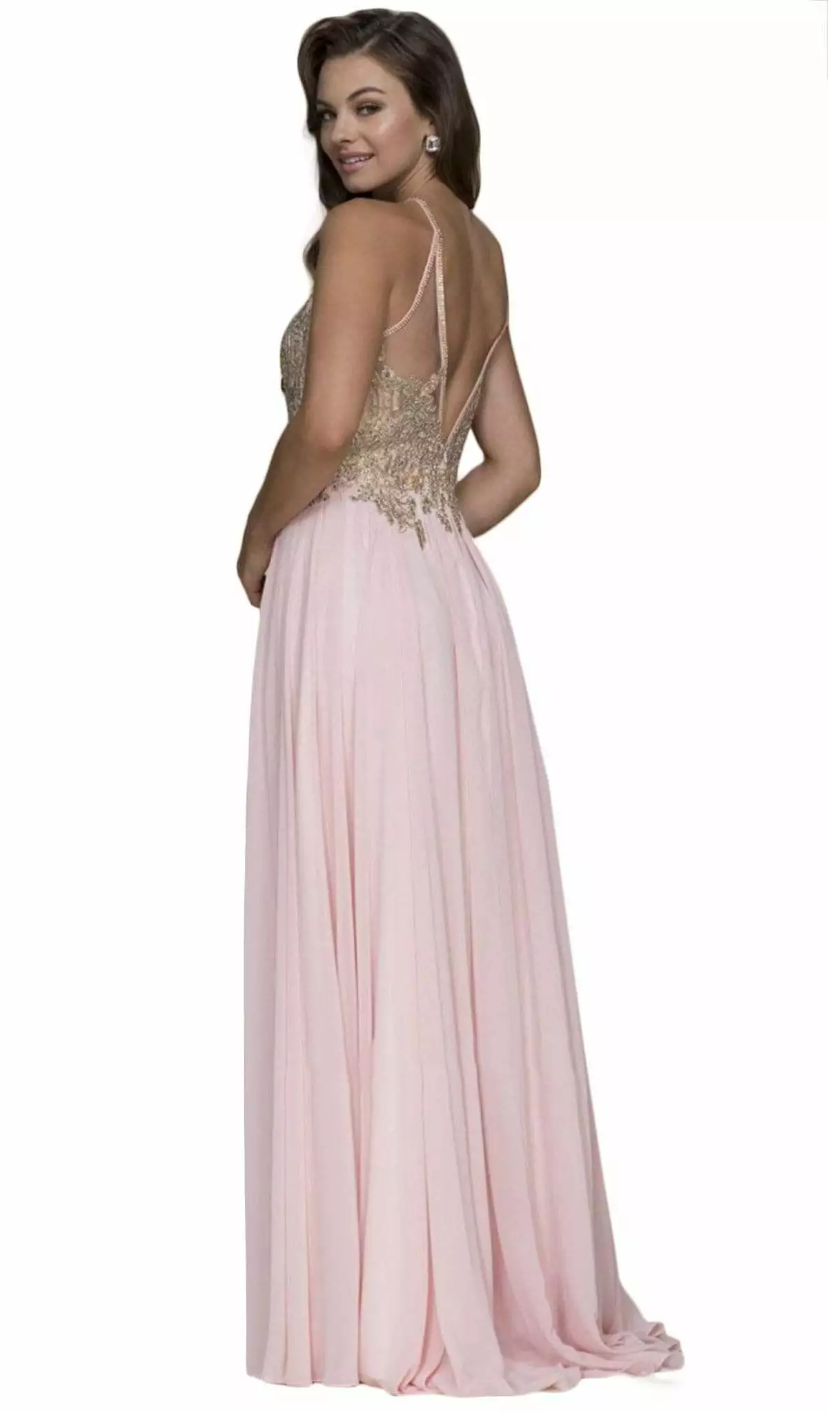 Nox Anabel - B084 Gilded Lace Cutout Halter Chiffon Evening Gown 8 Nox Anabel - B084 Gilded Lace Cutout Halter Chiffon Evening Gown - Image 6