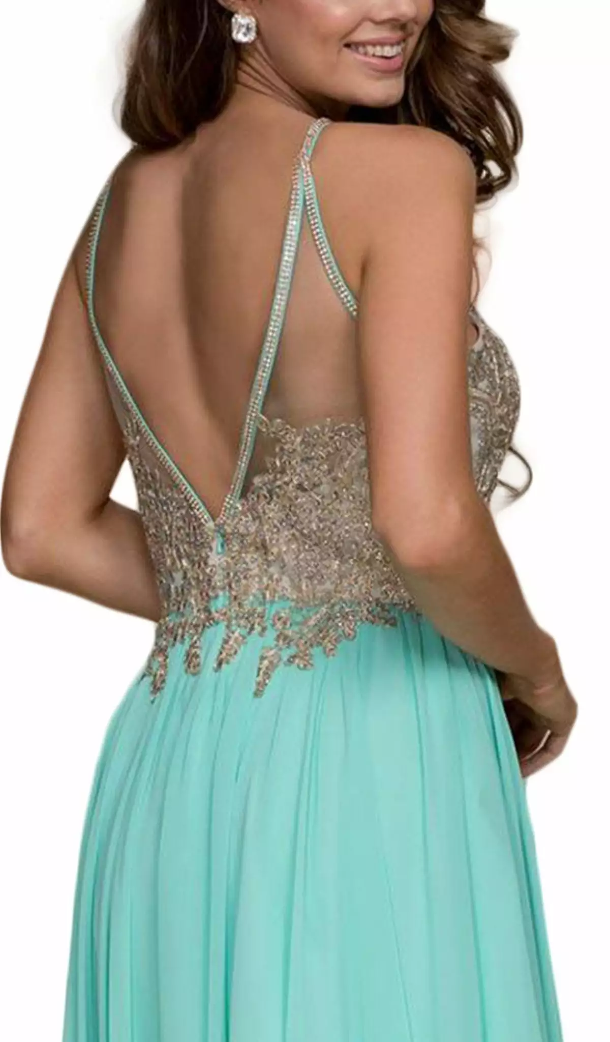 Nox Anabel - B084 Gilded Lace Cutout Halter Chiffon Evening Gown 6 Nox Anabel - B084 Gilded Lace Cutout Halter Chiffon Evening Gown - Image 4