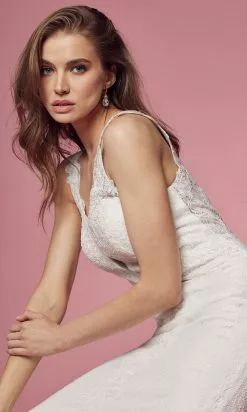 Nox Anabel Bridal JS923 - V-Neck Lace Bridal Gown -Wedding Dresses shop online nox anabel bridal js923 v neck lace bridal gown bridal dresses 29791553323091