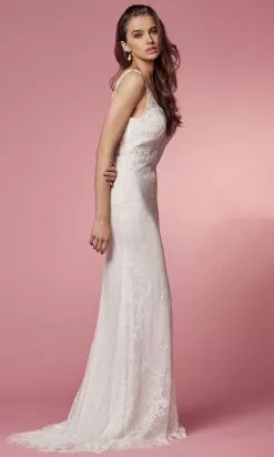 Nox Anabel Bridal JS923 - V-Neck Lace Bridal Gown -Wedding Dresses shop online nox anabel bridal js923 v neck lace bridal gown bridal dresses 29791553355859
